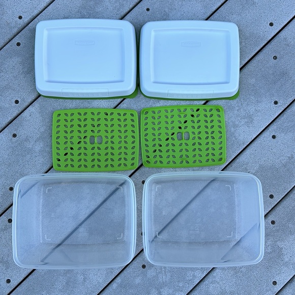Set 2 Rubbermaid Fresh Works Produce Savers Vegetables Storage Bins Refrigerator - Picture 6 of 15